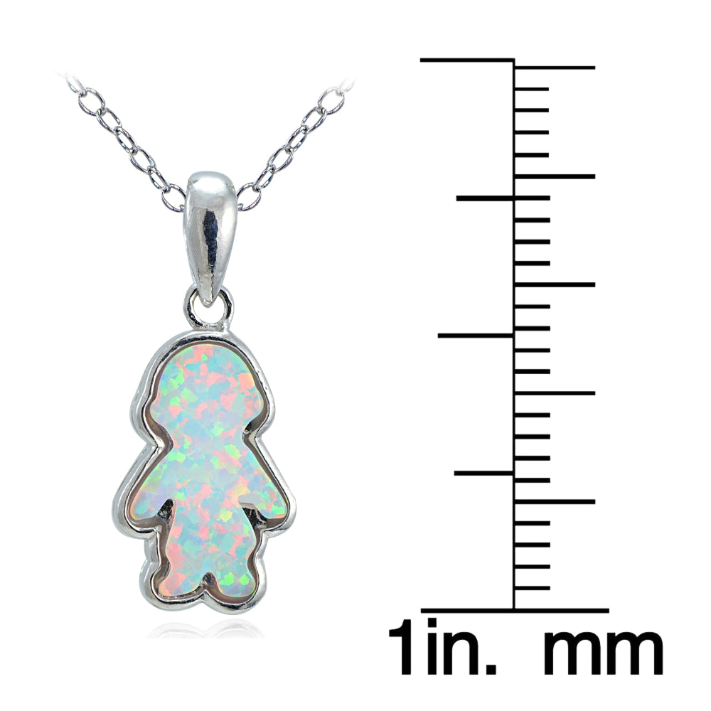 Sterling Silver Created White Opal Boy Necklace-3
