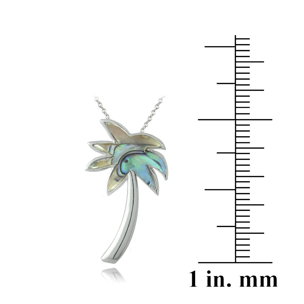 Sterling Silver Abalone Palm Tree Necklace-3