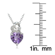 Sterling Silver 1.55ct TGW Amethyst and White Topaz Double Heart Necklace