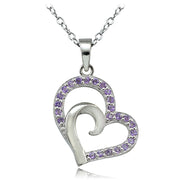 Sterling Silver African Amethyst Double Heart Necklace