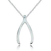 Sterling Silver Polished Wishbone Necklace