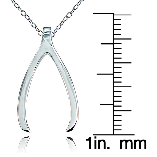 Sterling Silver Polished Wishbone Necklace