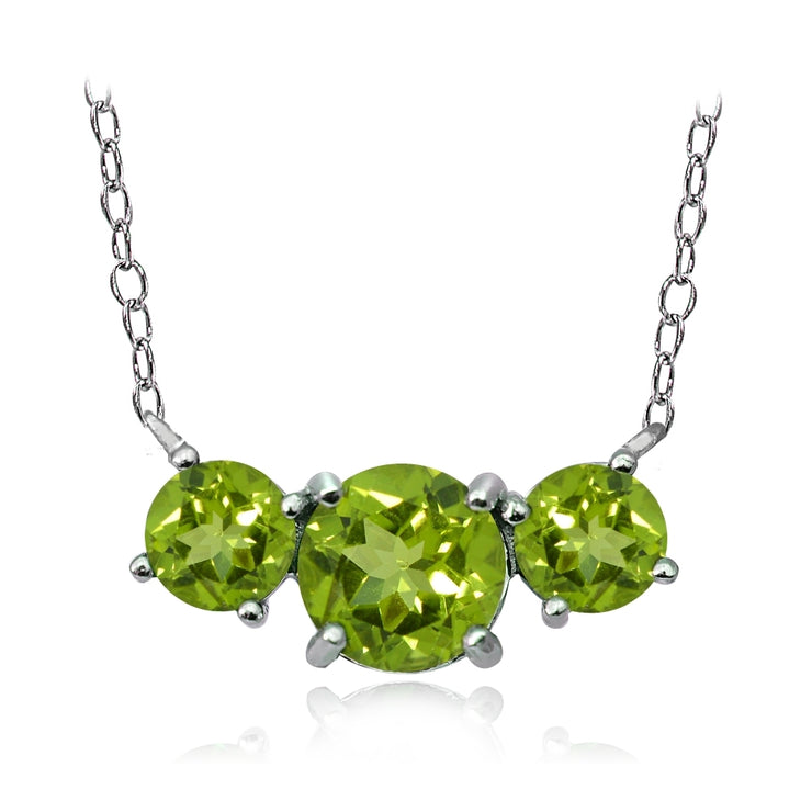 Sterling Silver Peridot Three Stone Necklace