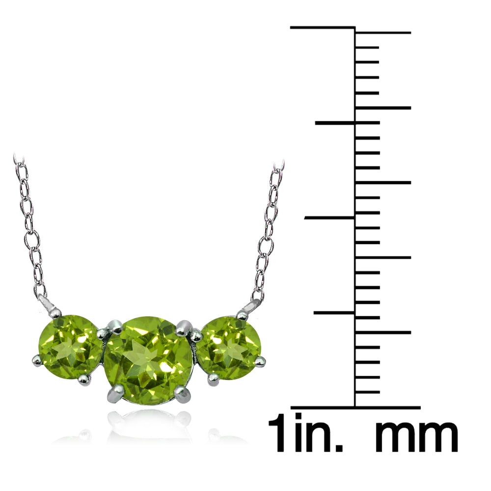 Sterling Silver Peridot Three Stone Necklace-3