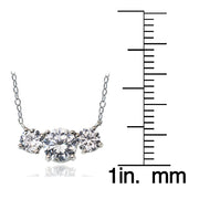 Sterling Silver 2.5ct Cubic Zirconia Three Stone Necklace