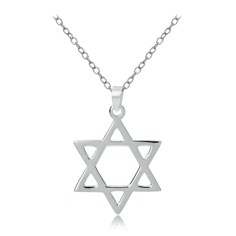 Sterling Silver Star of David Polished Necklace