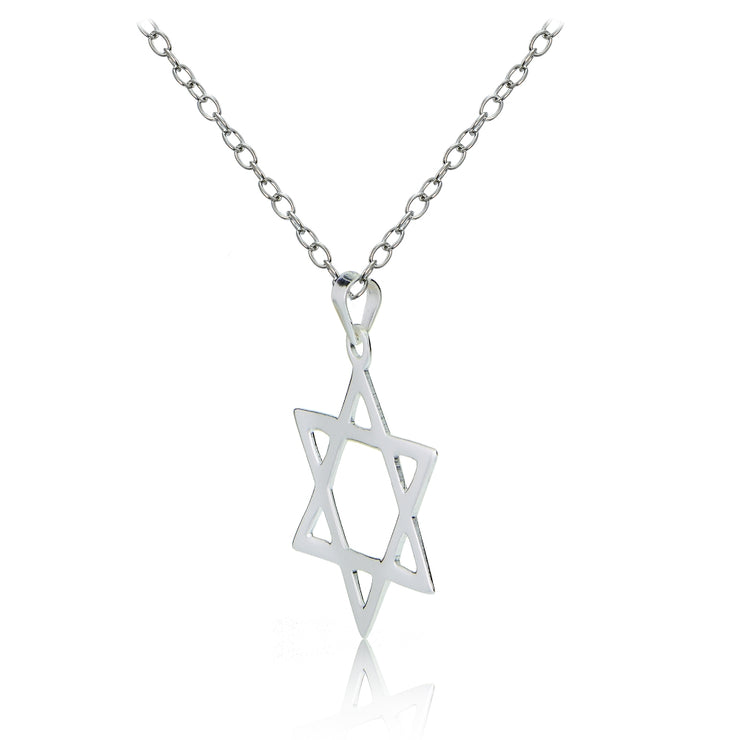 Sterling Silver Star of David Polished Necklace