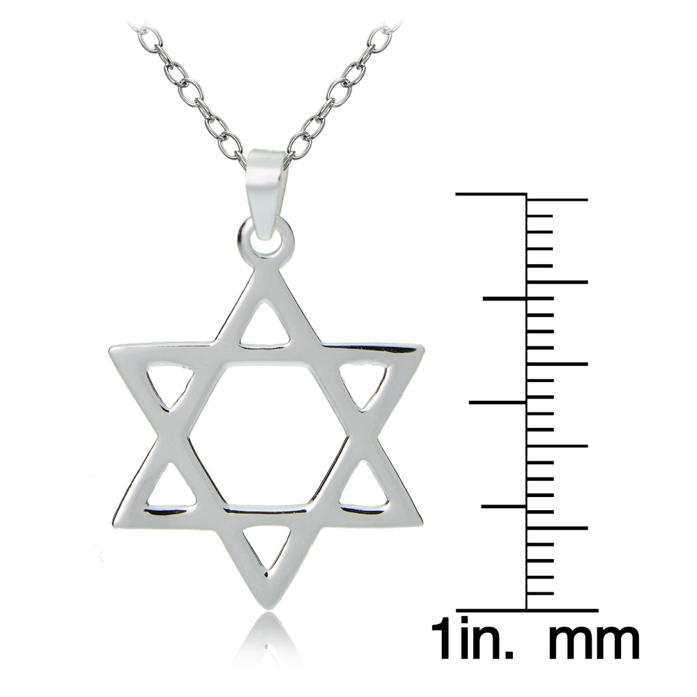 Sterling Silver Star of David Polished Necklace-3