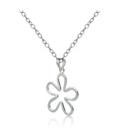 Sterling Silver Flower Polished Necklace