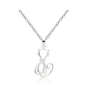 Sterling Silver Cat Polished Necklace