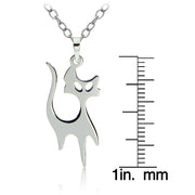 Sterling Silver Halloween Cat Polished Necklace