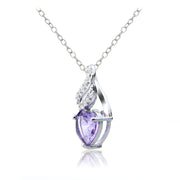 Sterling Silver Amethyst and White Topaz Heart Double Twist Necklace