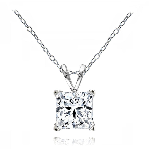 Sterling Silver Princess-cut 7mm Solitaire Necklace created with Swarovski Zirconia