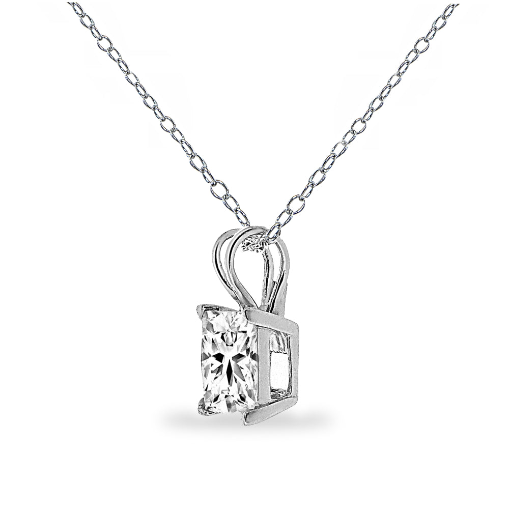 Sterling Silver Princess-cut 7mm Solitaire Necklace created with Swarovski Zirconia-3