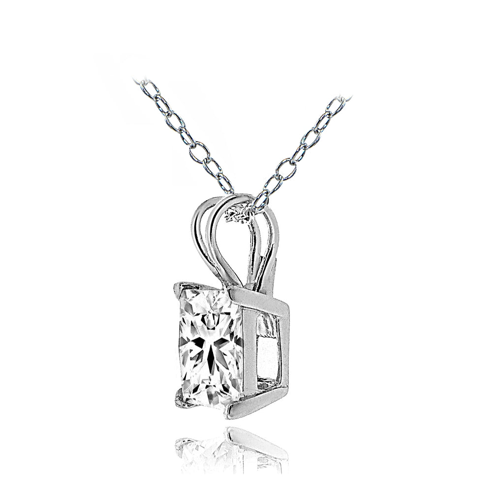 Sterling Silver Princess-cut 7mm Solitaire Necklace created with Swarovski Zirconia-4