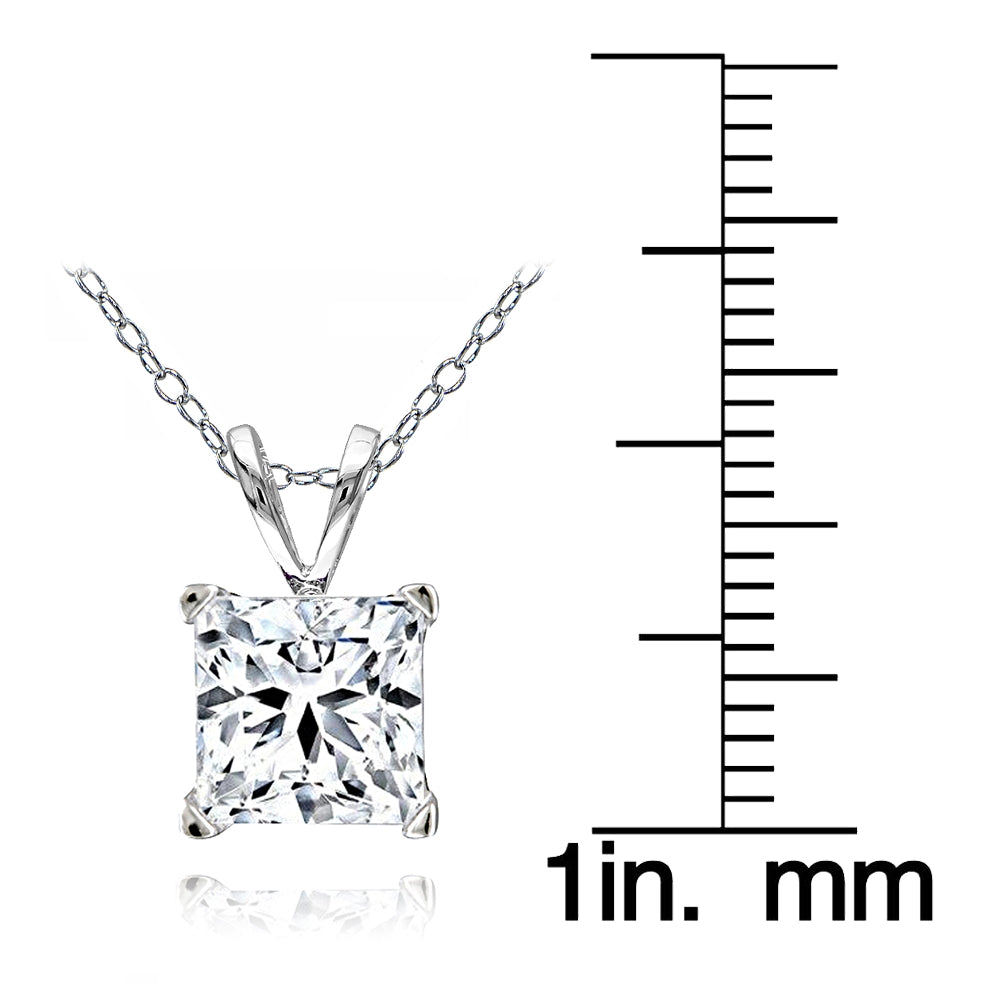 Sterling Silver Princess-cut 7mm Solitaire Necklace created with Swarovski Zirconia-5