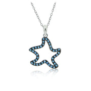 Sterling Silver Nano Created London Blue Topaz Starfish Necklace