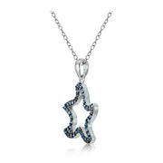 Sterling Silver Nano Created London Blue Topaz Starfish Necklace