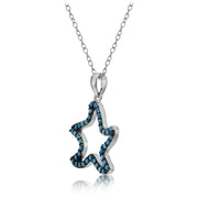 Sterling Silver Nano Created Turquoise Starfish Necklace
