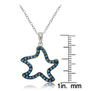 Sterling Silver Nano Created Turquoise Starfish Necklace