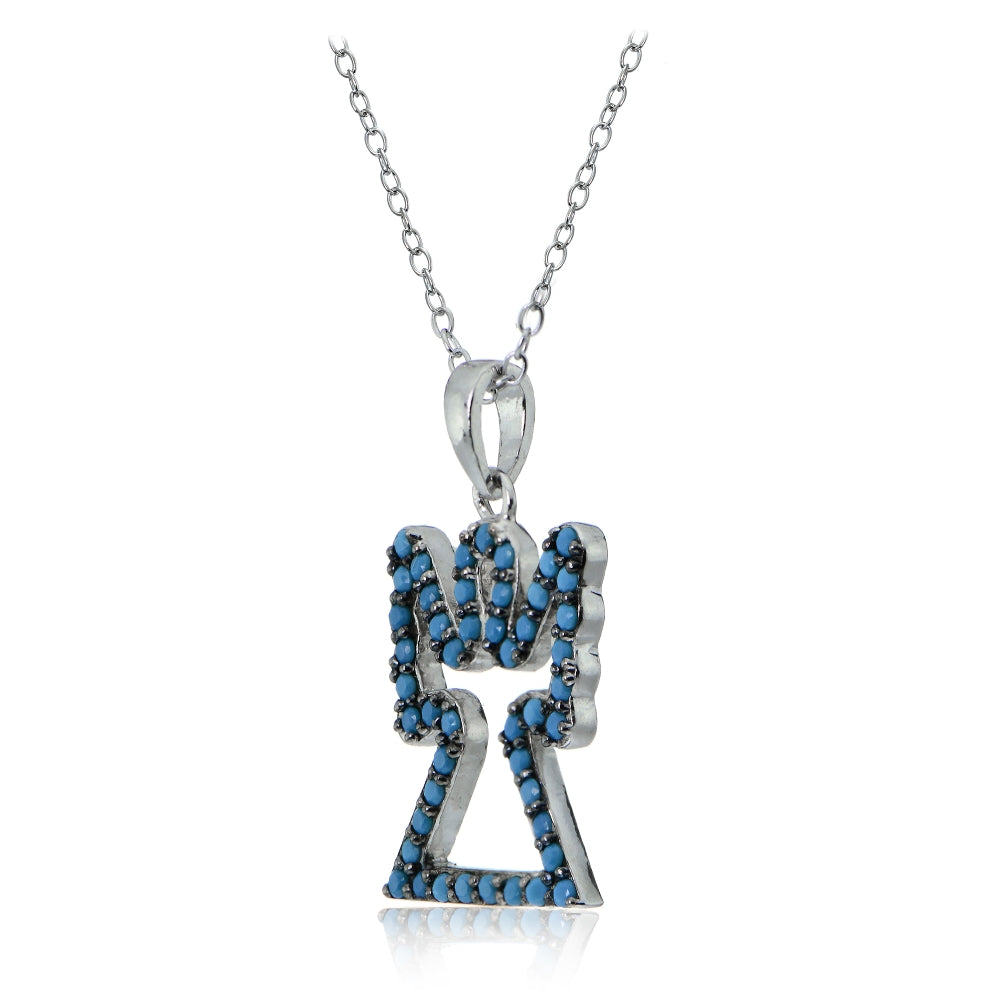 Sterling Silver Nano Created Turquoise Angel Necklace-2