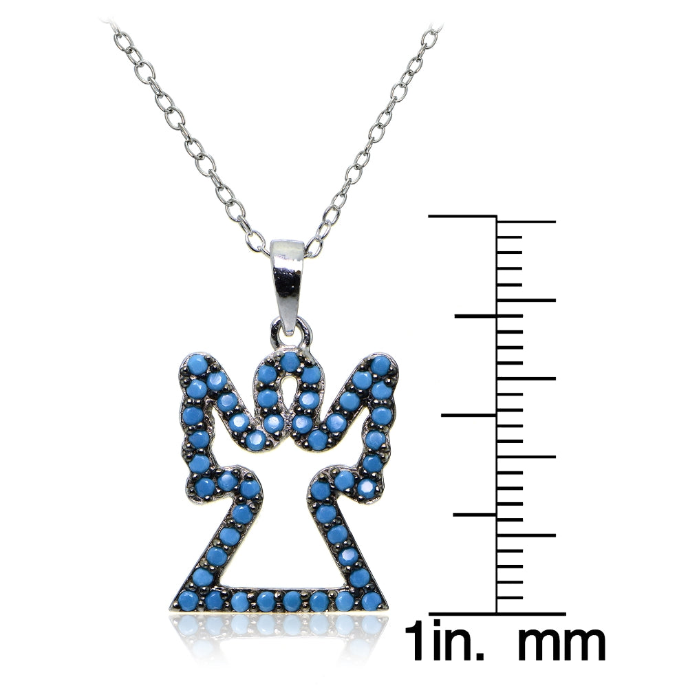 Sterling Silver Nano Created Turquoise Angel Necklace-3