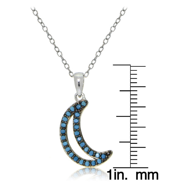 Sterling Silver Nano Created Turquoise Moon Necklace