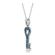 Sterling Silver Nano Created Turquoise Heart Key Necklace
