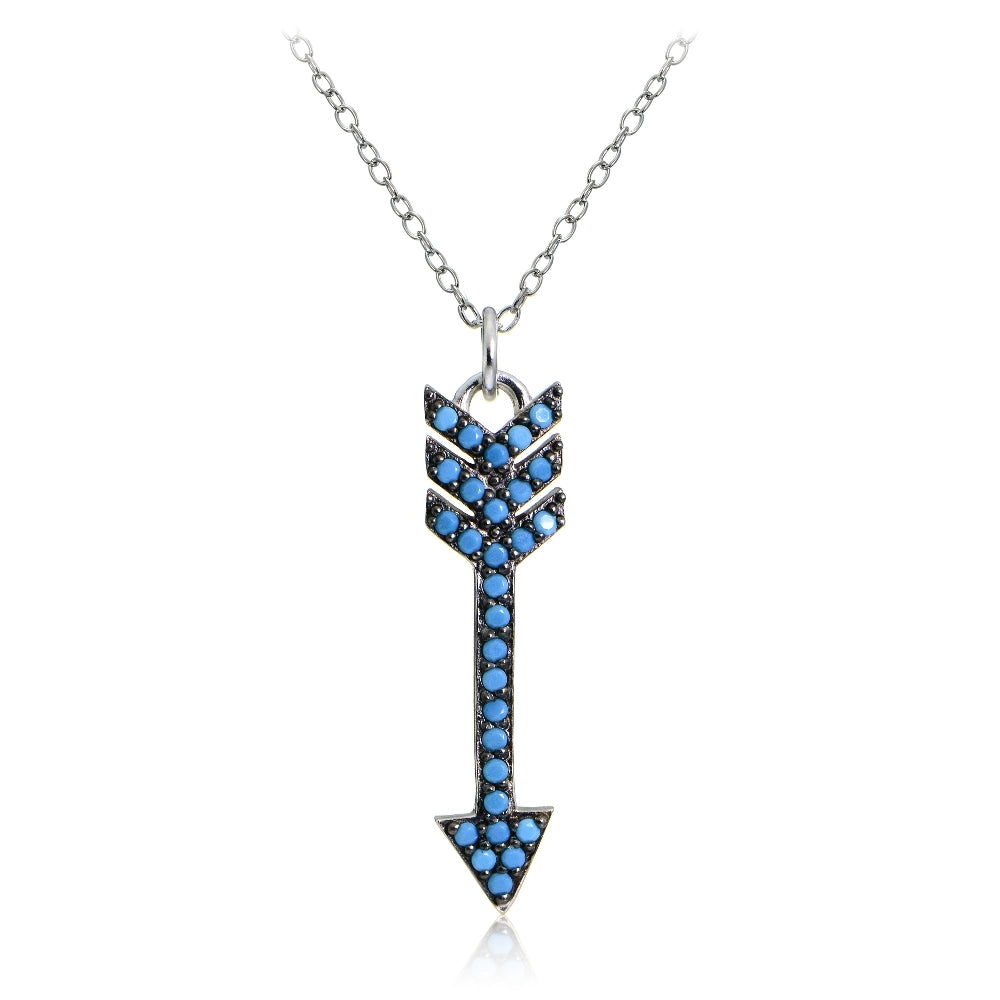 Sterling Silver Nano Created Turquoise Drop Arrow Necklace