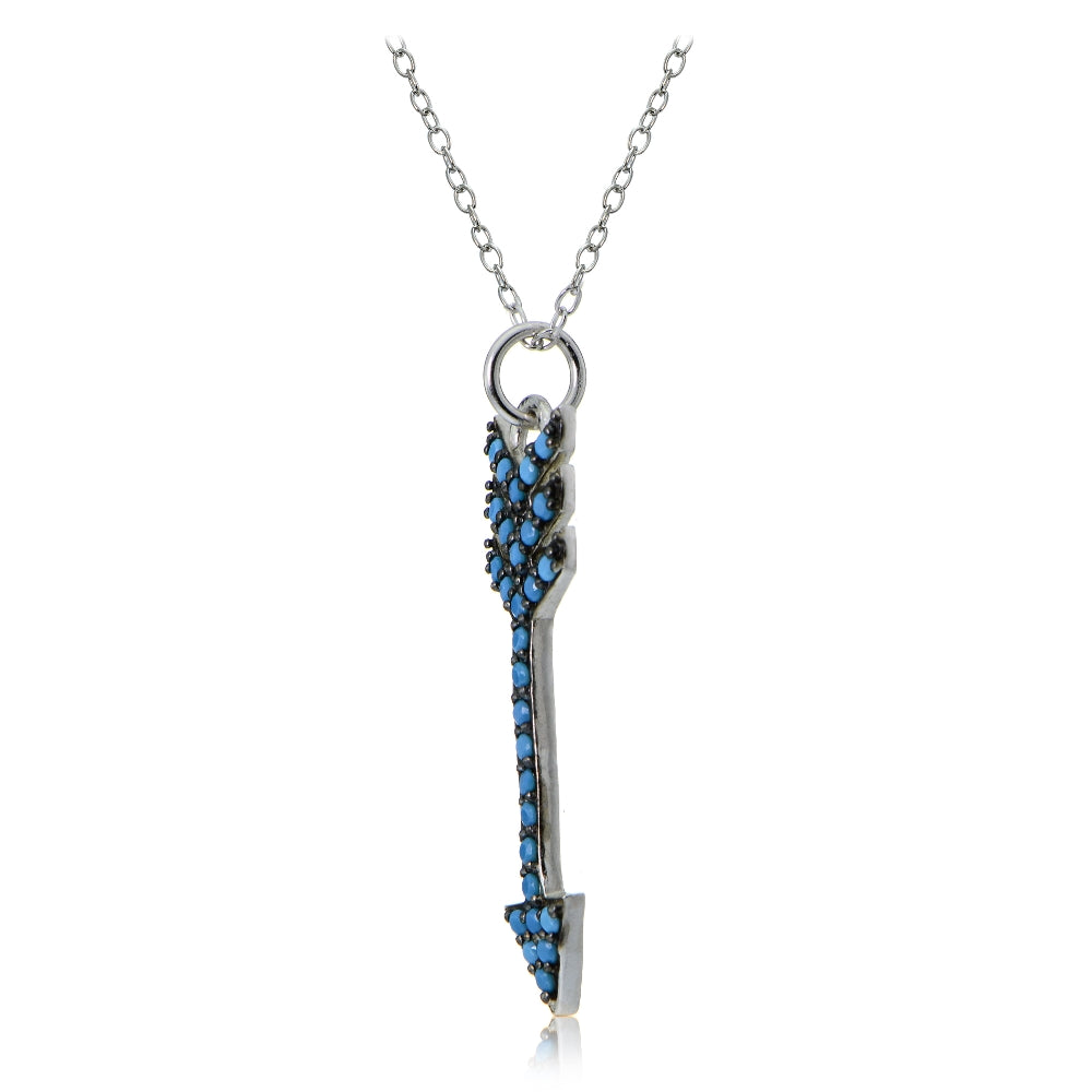 Sterling Silver Nano Created Turquoise Drop Arrow Necklace-2