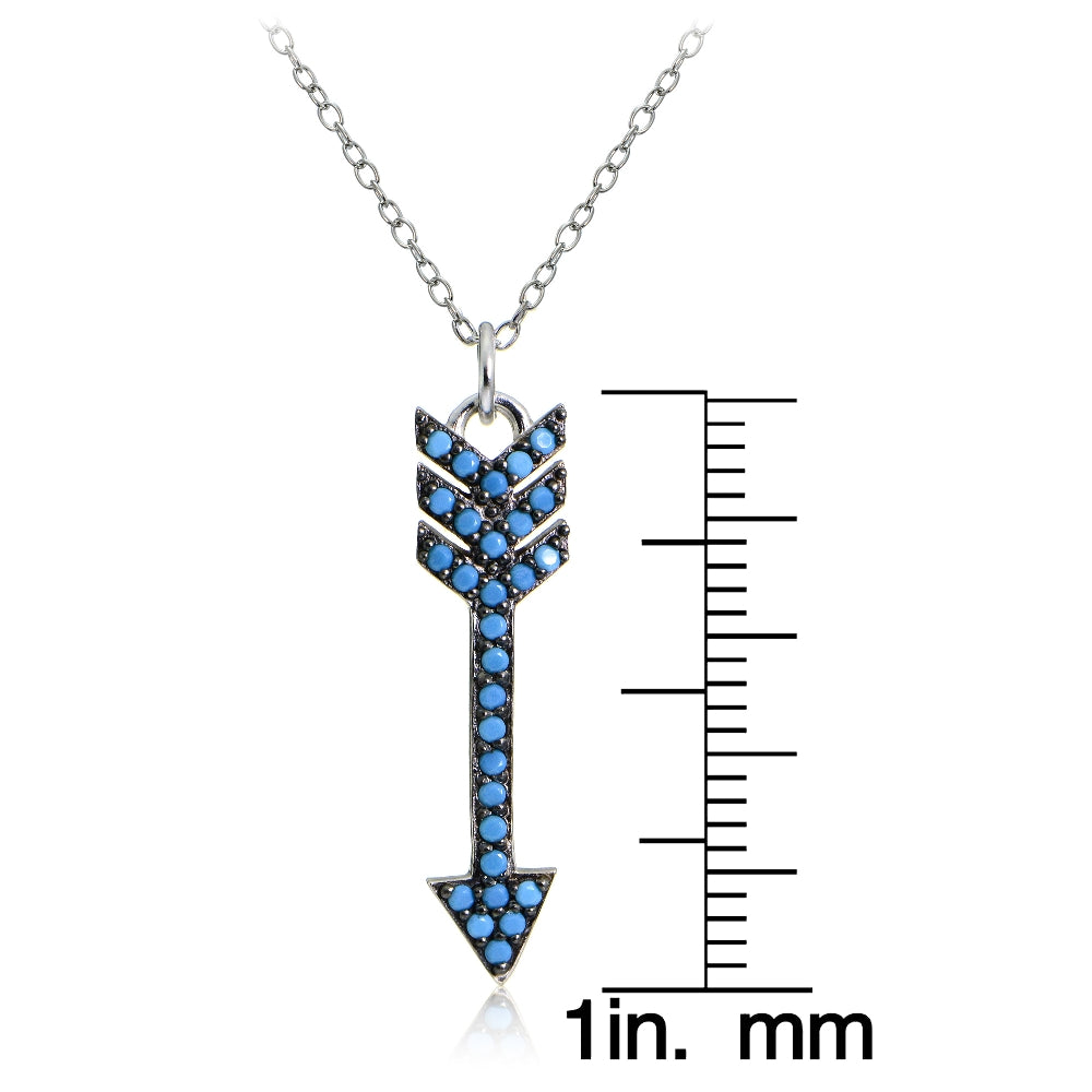 Sterling Silver Nano Created Turquoise Drop Arrow Necklace-3