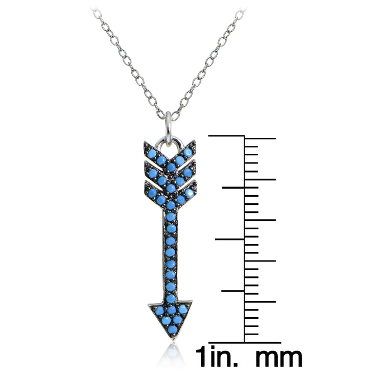 Sterling Silver Nano Created Turquoise Drop Arrow Necklace