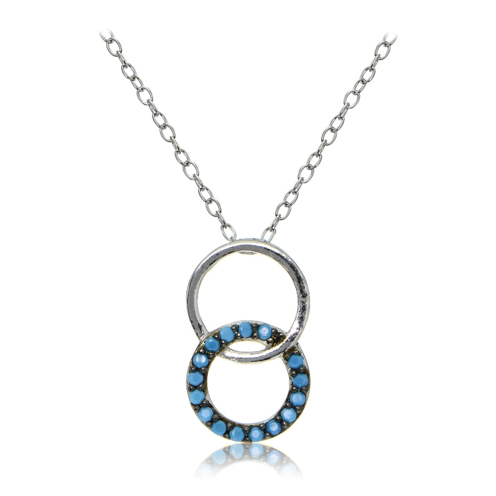 Sterling Silver Nano Created Turquoise Double Circle Necklace