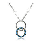 Sterling Silver Nano Created Turquoise Double Circle Necklace
