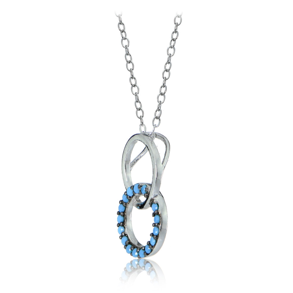 Sterling Silver Nano Created Turquoise Double Circle Necklace-2