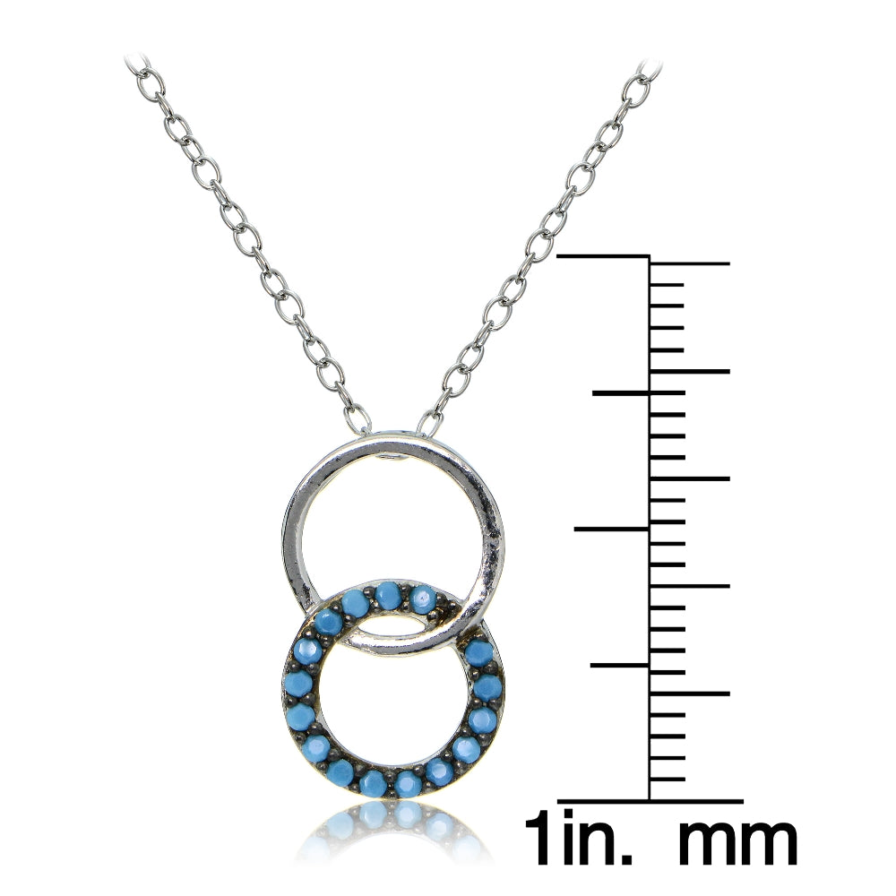 Sterling Silver Nano Created Turquoise Double Circle Necklace-3