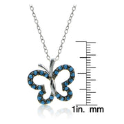 Sterling Silver Nano Created Turquoise Butterfly Necklace