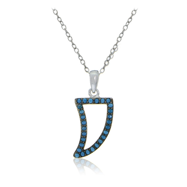 Sterling Silver Nano Created Turquoise Horn Necklace