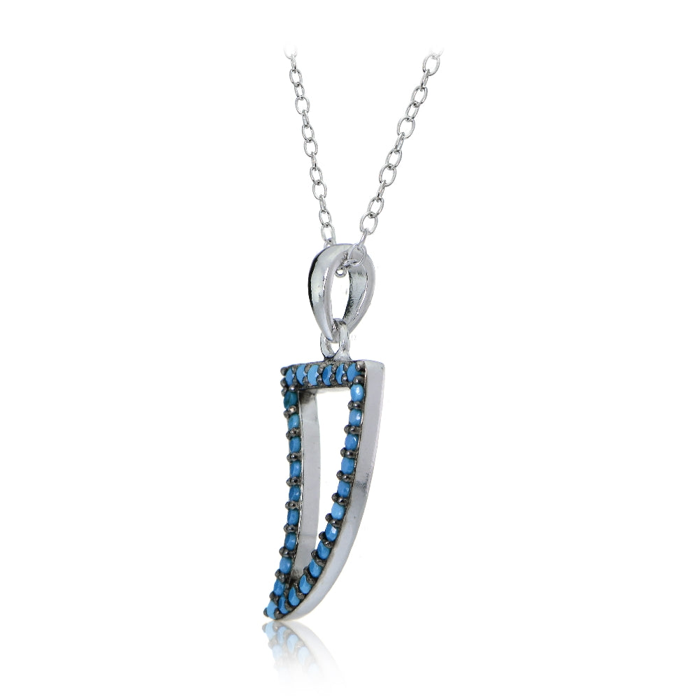 Sterling Silver Nano Created Turquoise Horn Necklace-2