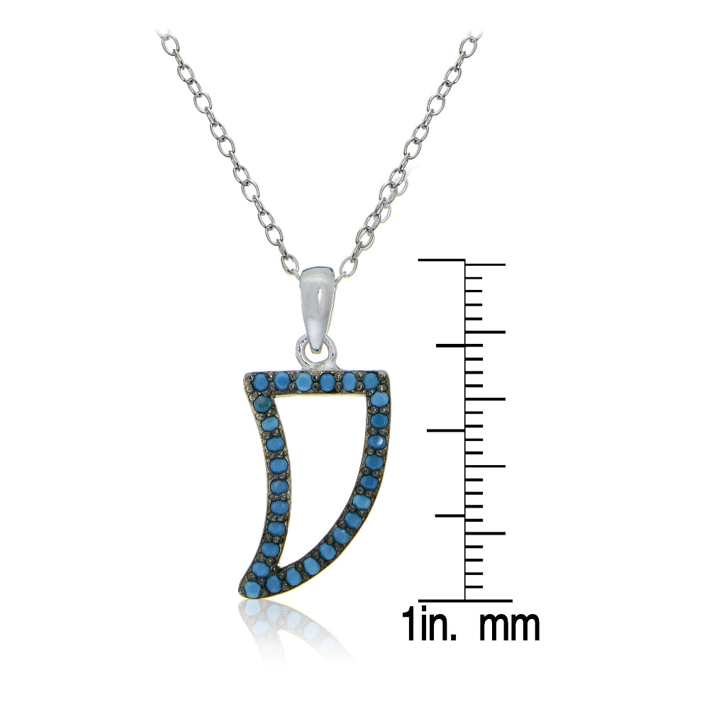 Sterling Silver Nano Created Turquoise Horn Necklace-3