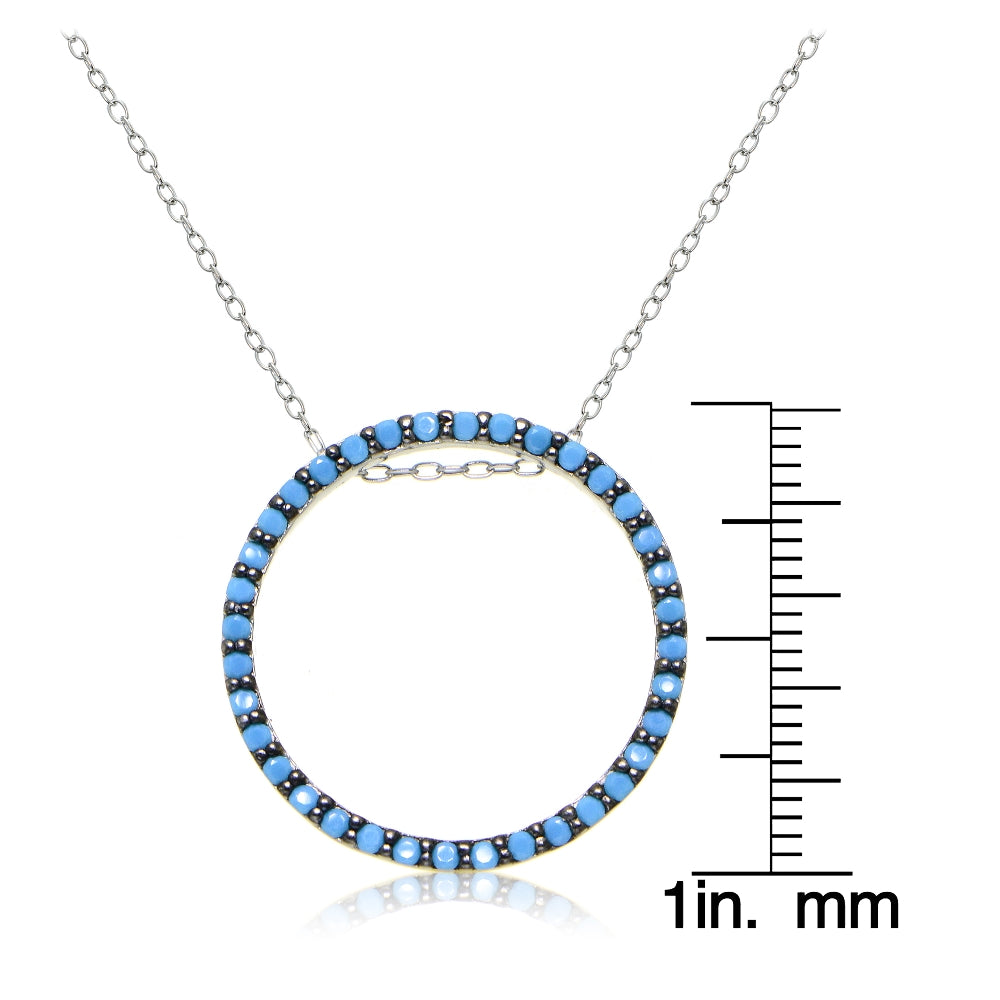 Sterling Silver Nano Created Turquoise Circle Necklace-3