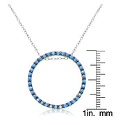 Sterling Silver Nano Created Turquoise Circle Necklace