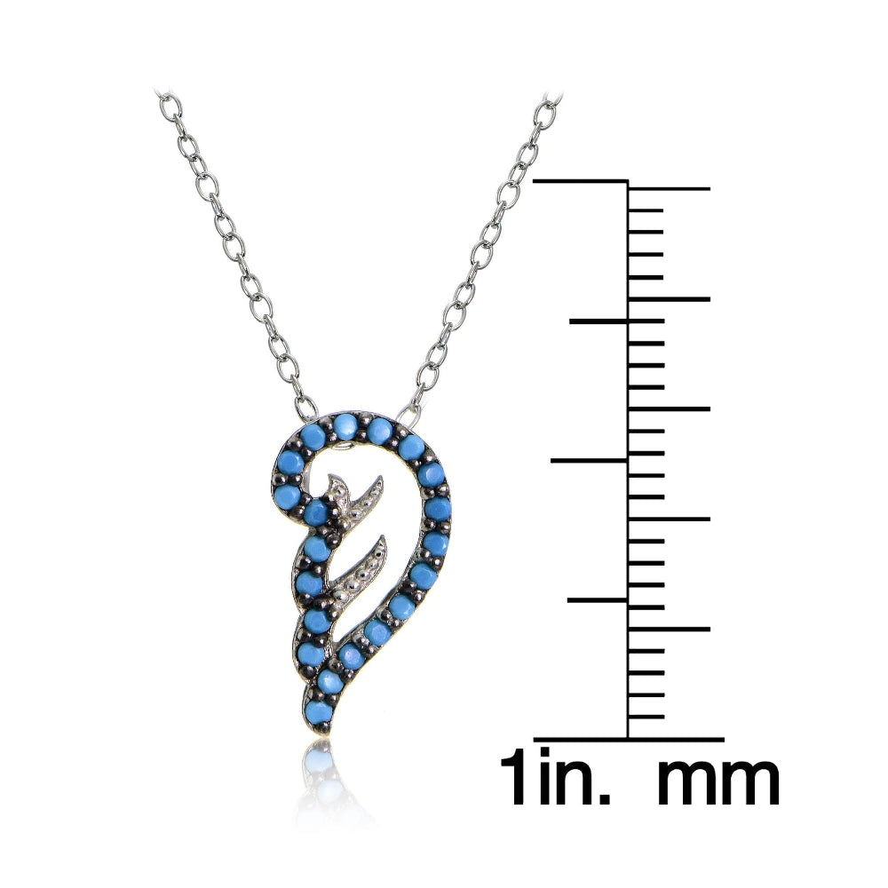 Sterling Silver Nano Created Turquoise Angel Feather Necklace-3