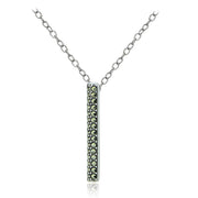 Sterling Silver Marcasite Vertical Bar Drop Necklace