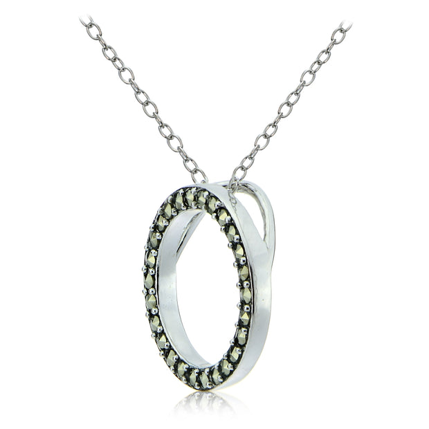 Sterling Silver Marcasite Open Circle Necklace