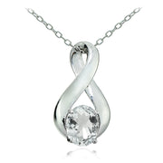 Sterling Silver Aquamarine Polished Infinity Necklace