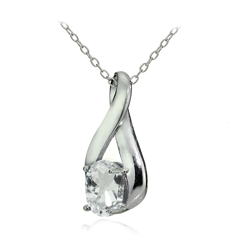 Sterling Silver Aquamarine Polished Infinity Necklace-2
