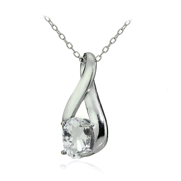 Sterling Silver Aquamarine Polished Infinity Necklace