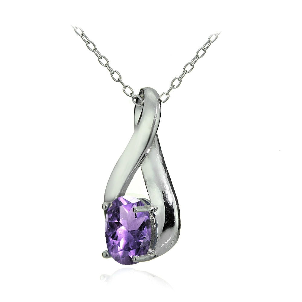 Sterling Silver Amethyst Polished Infinity Necklace-2