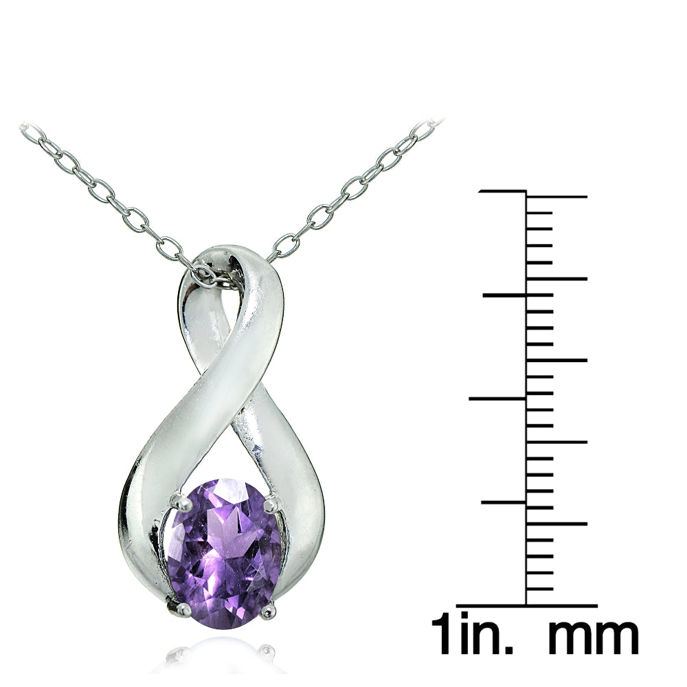 Sterling Silver Amethyst Polished Infinity Necklace-3
